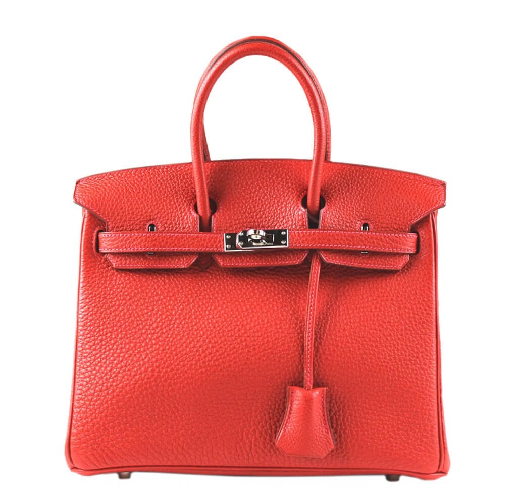 HermesBirkin 25 Bag Vermillion Palladium