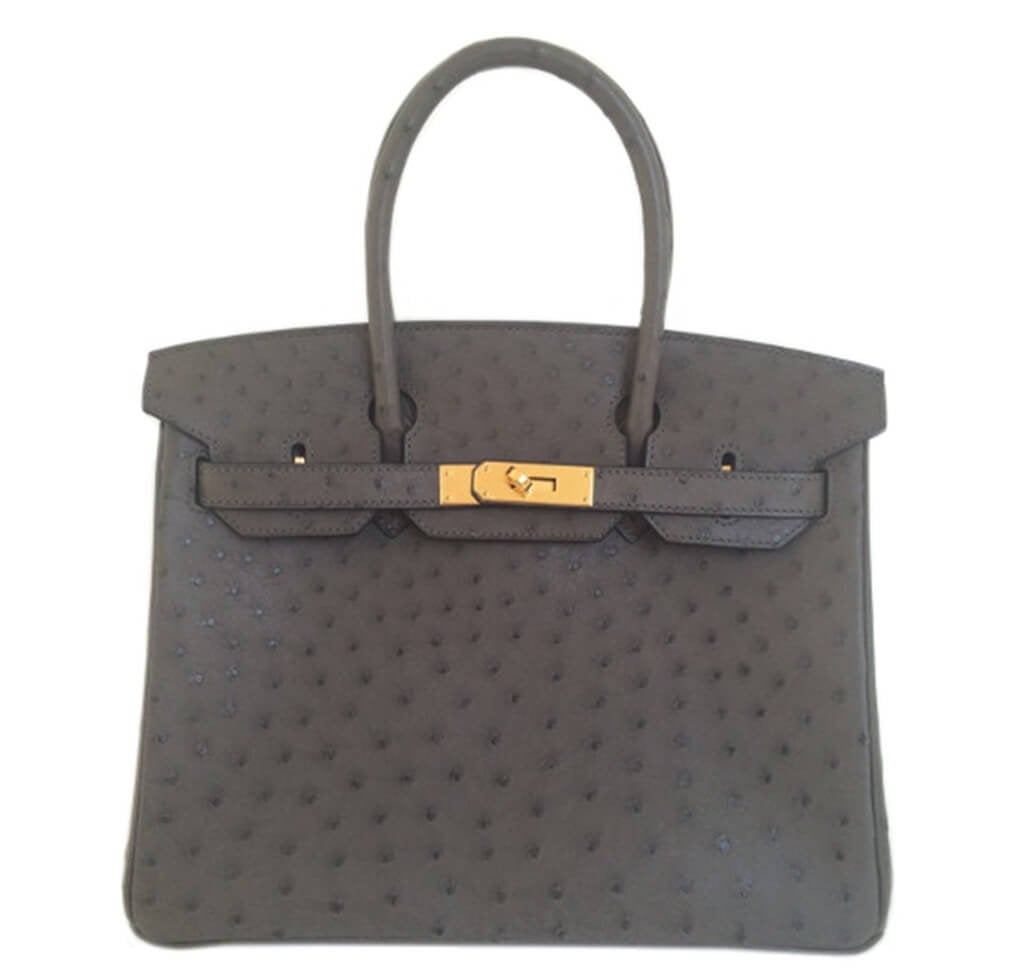 HermesBirkin 30 Ostrich Graphite Bag