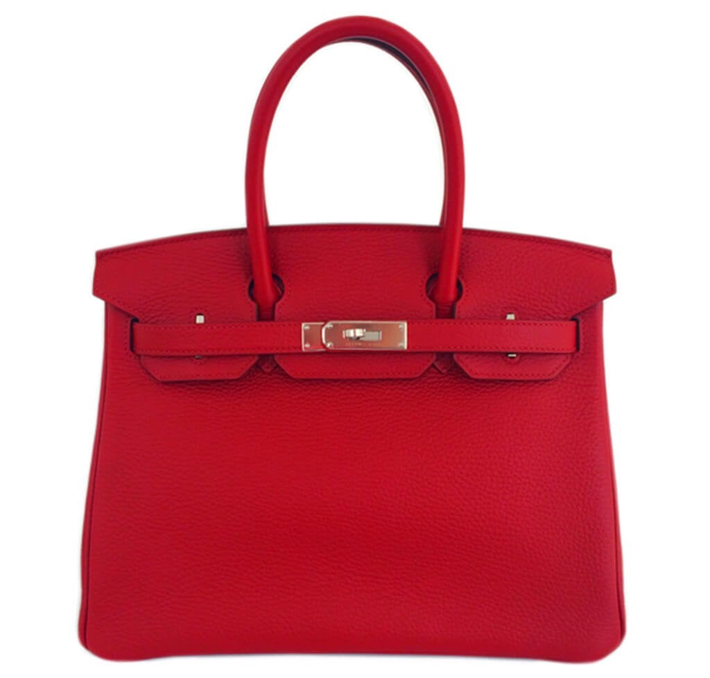 HermesBirkin 30 Rouge Garance Bag Togo