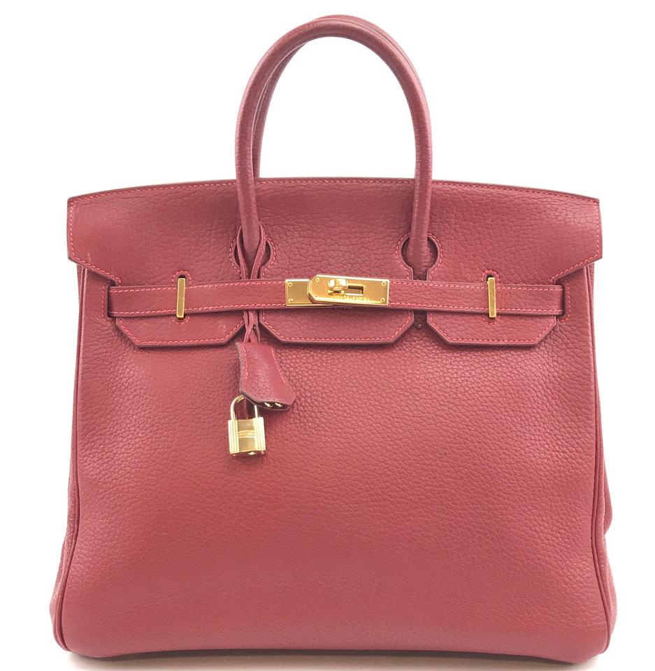 HermesBirkin Hac 32 32cm Cm Handbag Hand Tote Red Clemence Leather Satchel