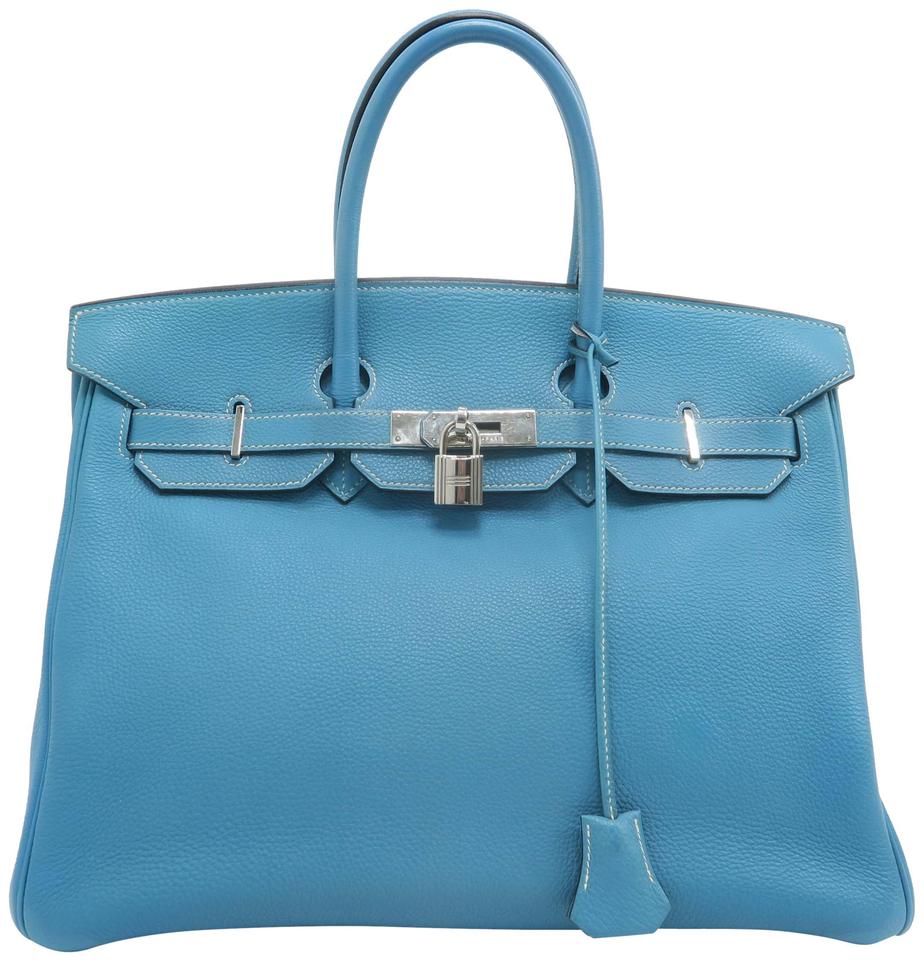 HermesBirkin 35 Bleu Zephyr Clemence Tote