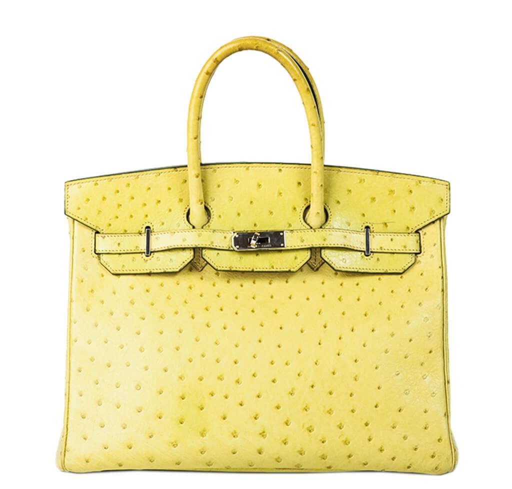 HermesOstrich Birkin 35 Vert Anis Bag