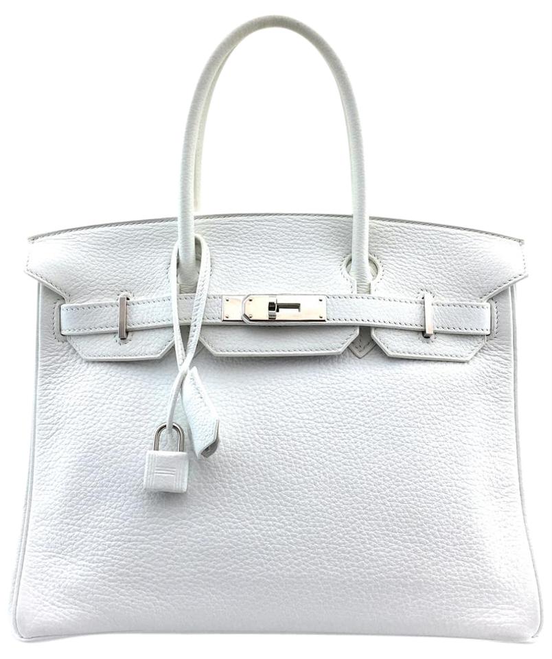 HermesBirkin Clemence 30 Cm Tote Shw White Leather Satchel