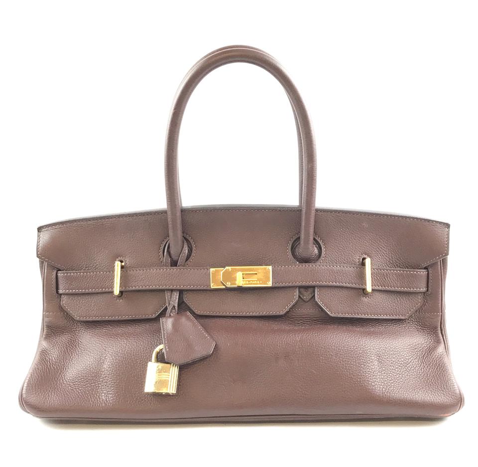 HermesJPG Shoulder Birkin Rare Limited Edition Hand Tote Brown Clemence Leather Satchel