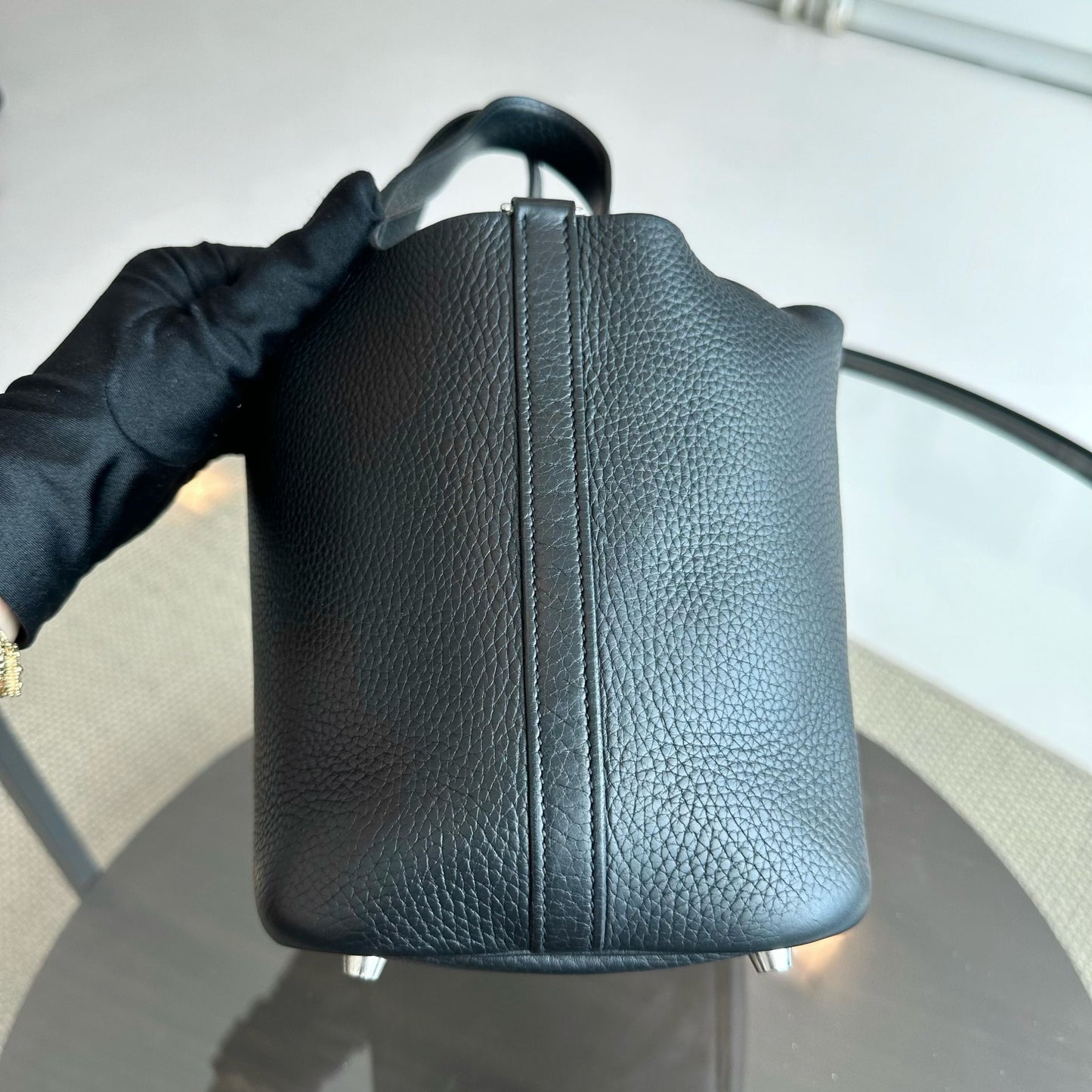 Hermes Picotin 18 Square H Clemence Black SHW