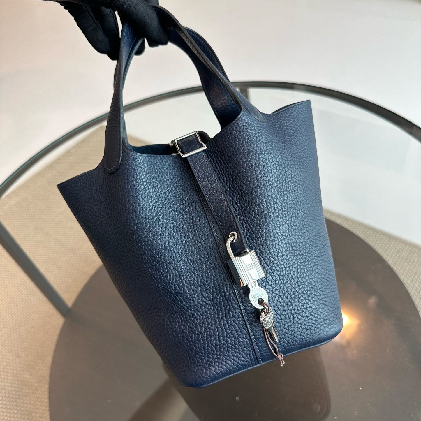 Hermes Picotin 18 X Stamp Dark Blue Taurillon Clemence SHW
