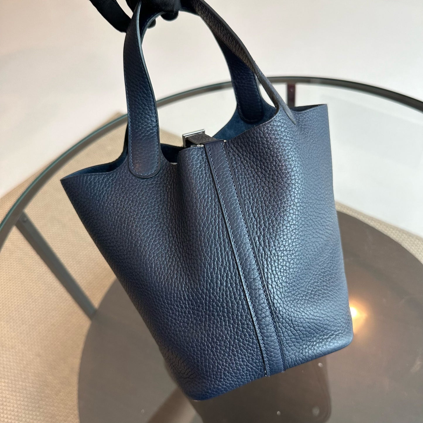 Hermes Picotin 18 X Stamp Dark Blue Taurillon Clemence SHW