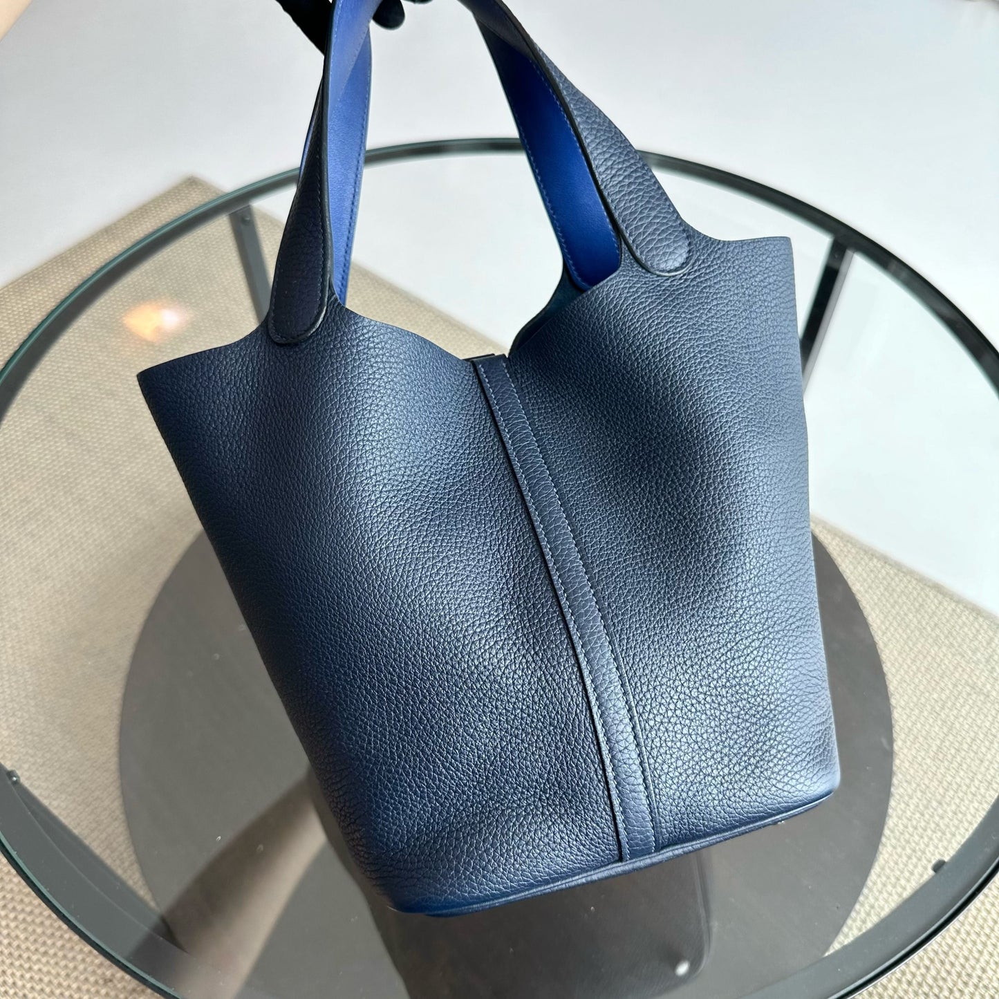 Hermes Picotin 22 Clemence A Stamp 2017 Blue Nuit Bleu Two Tone