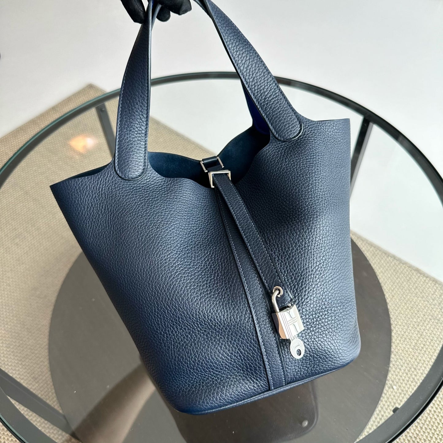 Hermes Picotin 22 Clemence A Stamp 2017 Blue Nuit Bleu Two Tone