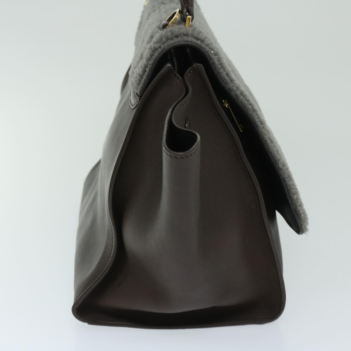 Luxury CELINE Trapeze Hand Bag Leather 2way Brown  hk1137