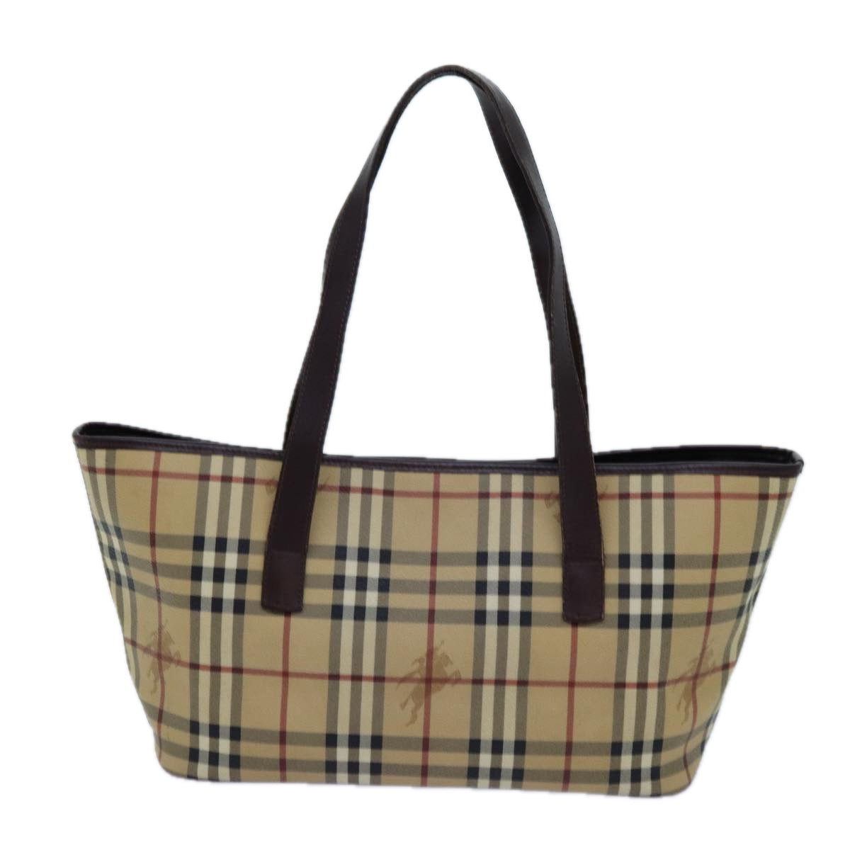 Luxury Burberry Nova Check Shoulder Bag PVC Beige Auth hk1237