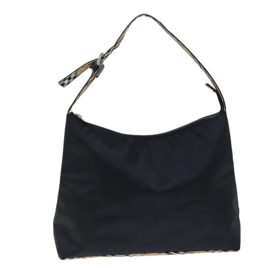 Luxury Burberry Nova Check Shoulder Bag Nylon Black Beige Auth hk1319