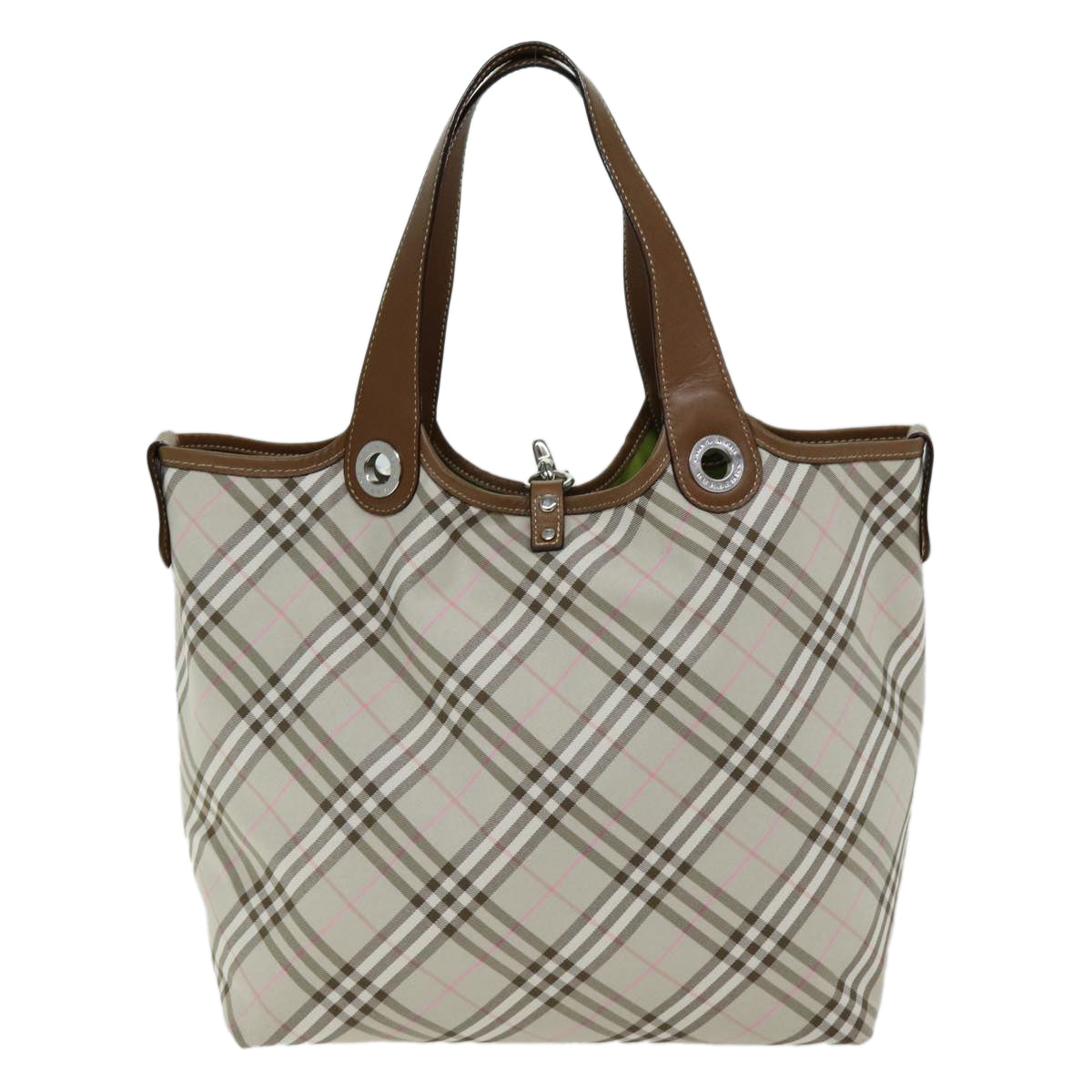 Luxury Burberry Nova Check Reversible Tote Bag Nylon Beige Auth hk1321