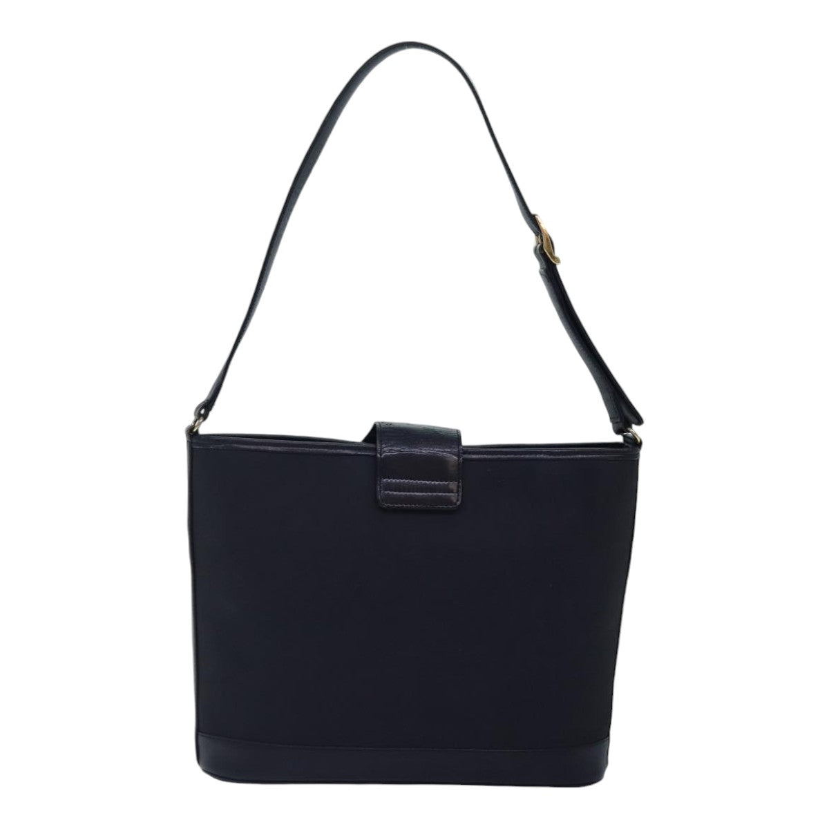 Luxury BurberrySs Shoulder Bag Nylon Leather Navy Gold Auth hk1626