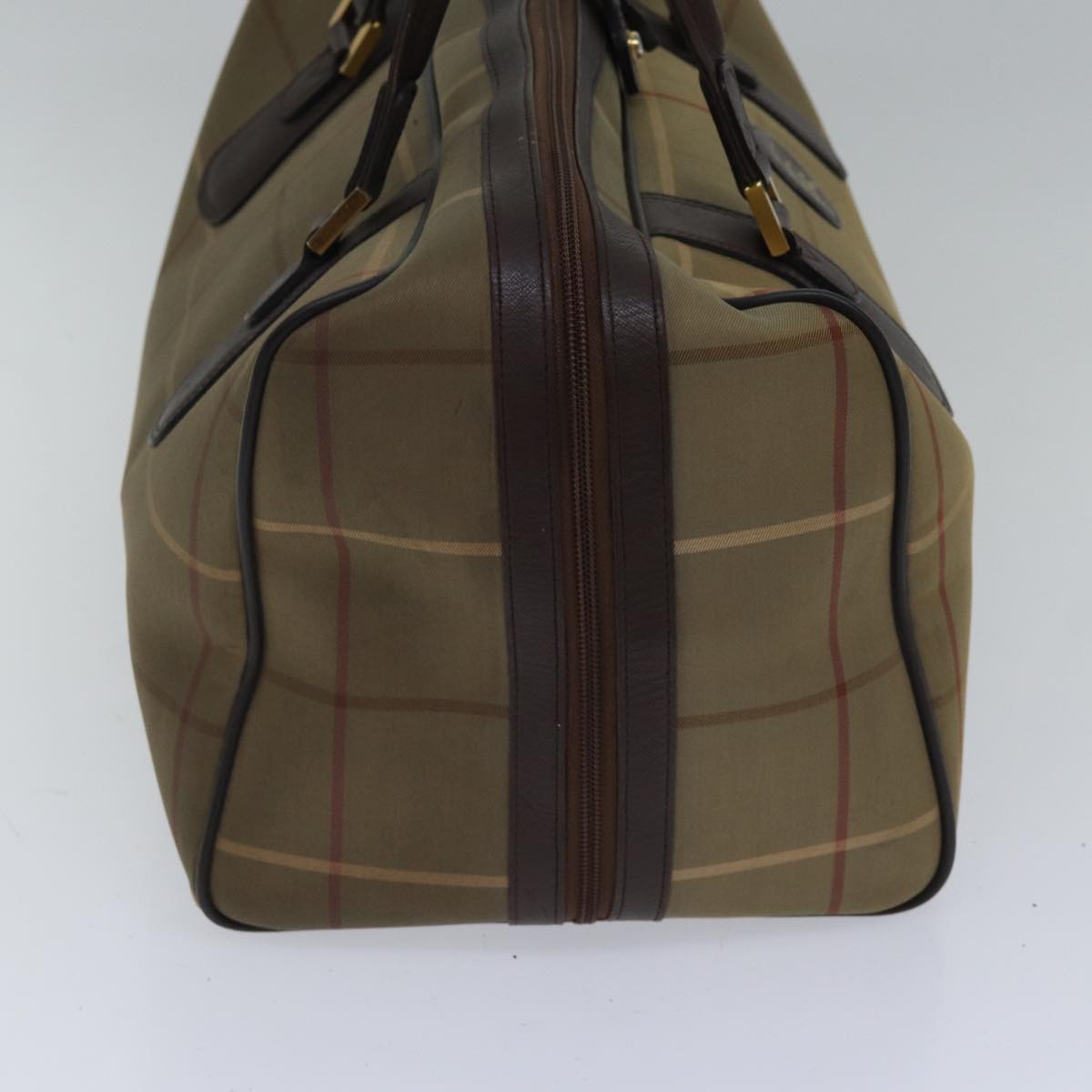 Luxury BurberrySs Nova Check Boston Bag Canvas Beige Auth hk1648