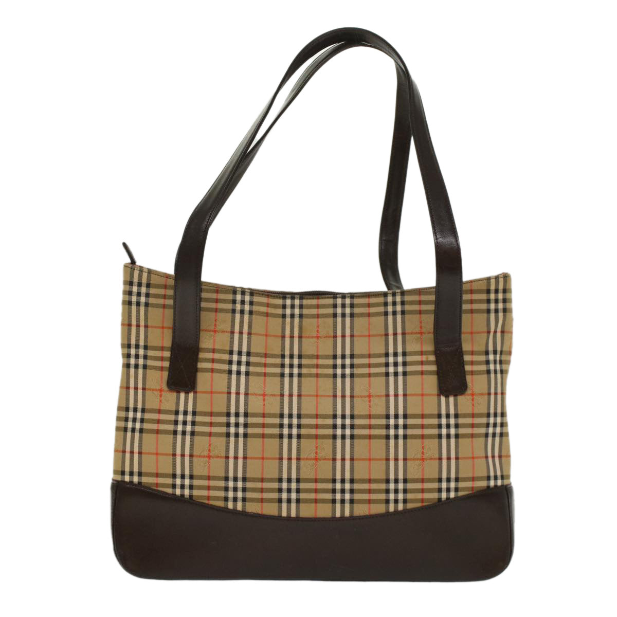 Luxury Burberry Nova Check Shoulder Bag Canvas Beige Brown Auth hk811