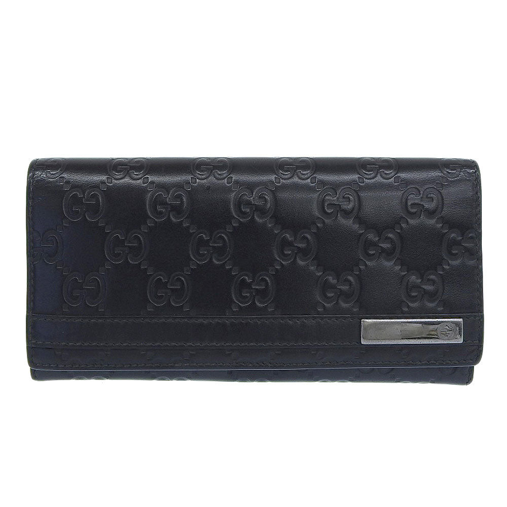 GUCCI Long Wallet Purse 233112 leather black GG Shima Women(Unisex)