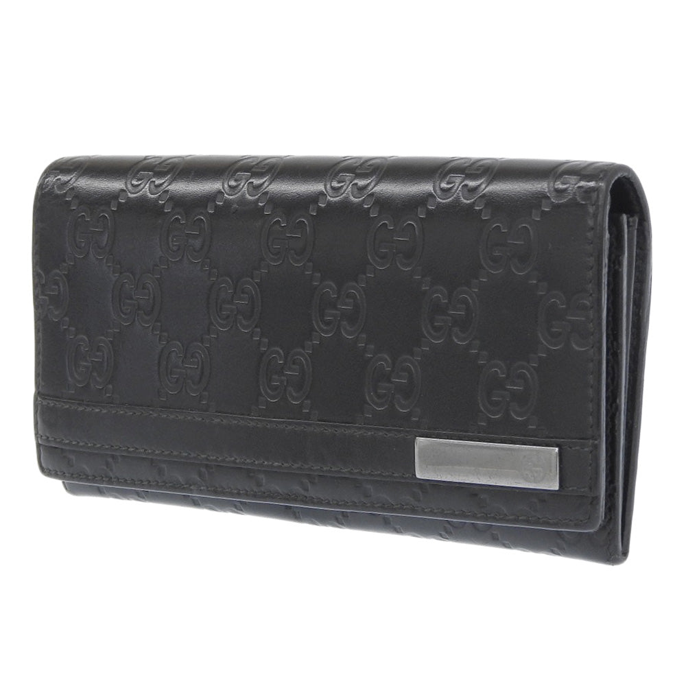 GUCCI Long Wallet Purse 233112 leather black GG Shima Women(Unisex)