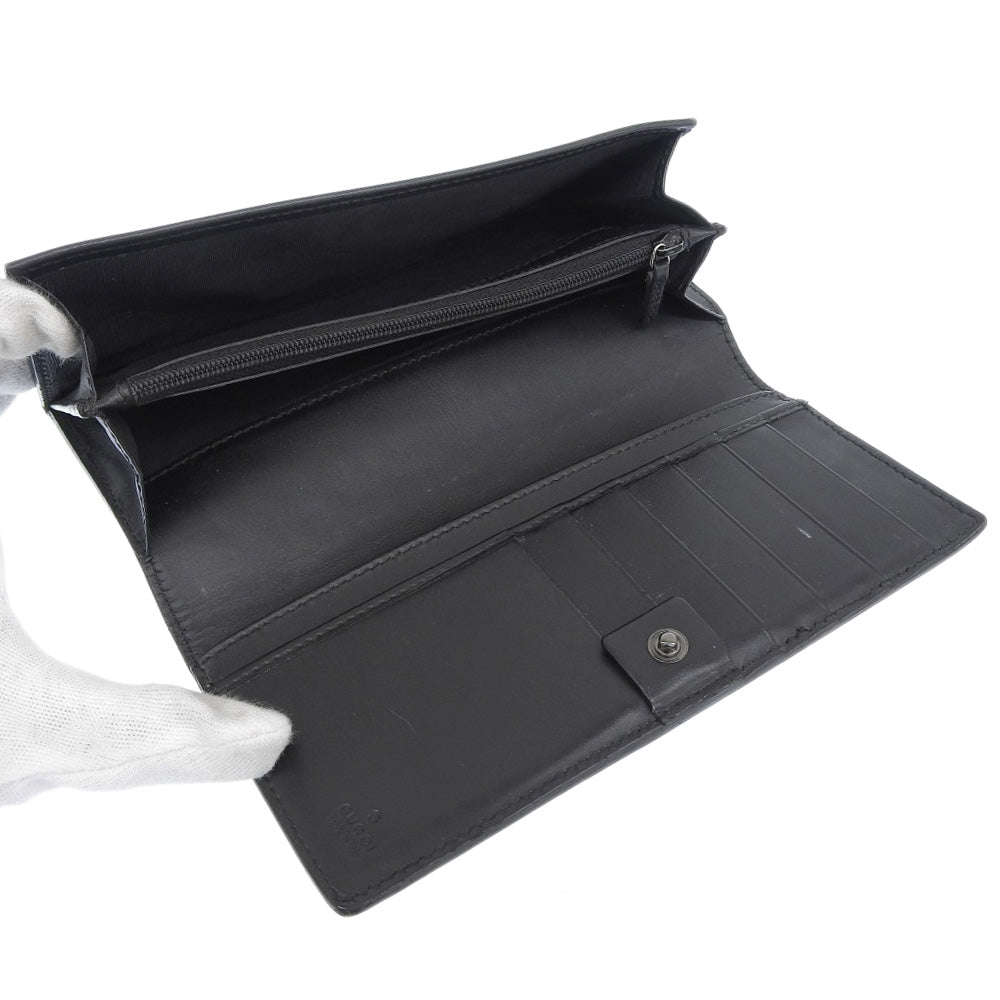 GUCCI Long Wallet Purse 233112 leather black GG Shima Women(Unisex)