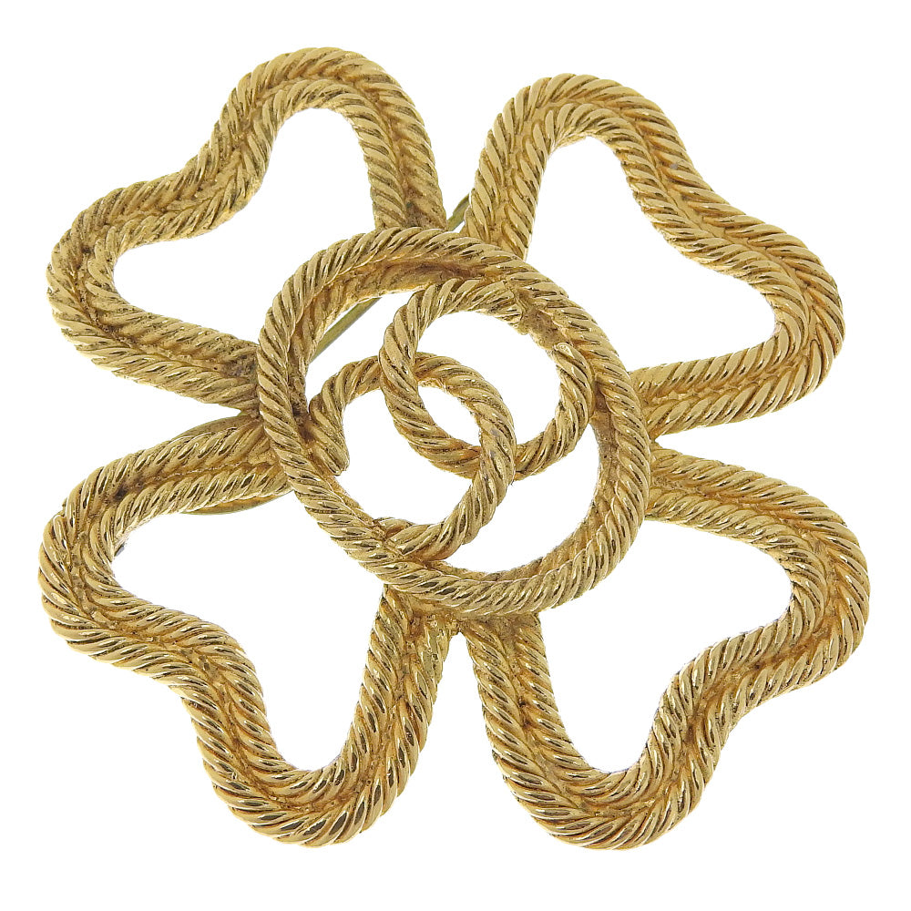 CHANEL Brooch Plated Gold gold vintage COCO Mark Clover Women
