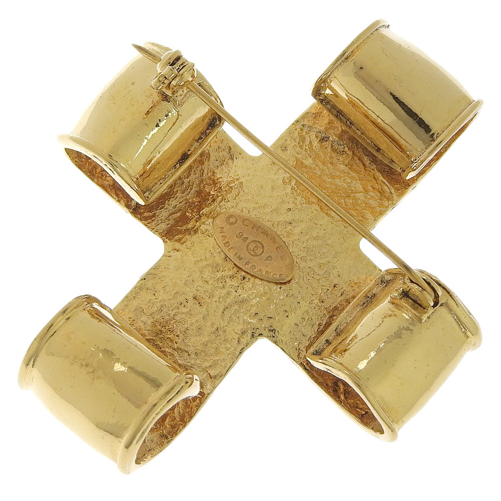 CHANEL Brooch Plated Gold gold vintage COCO Mark cross Women