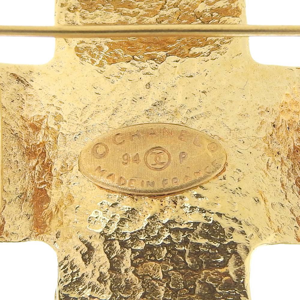CHANEL Brooch Plated Gold gold vintage COCO Mark cross Women
