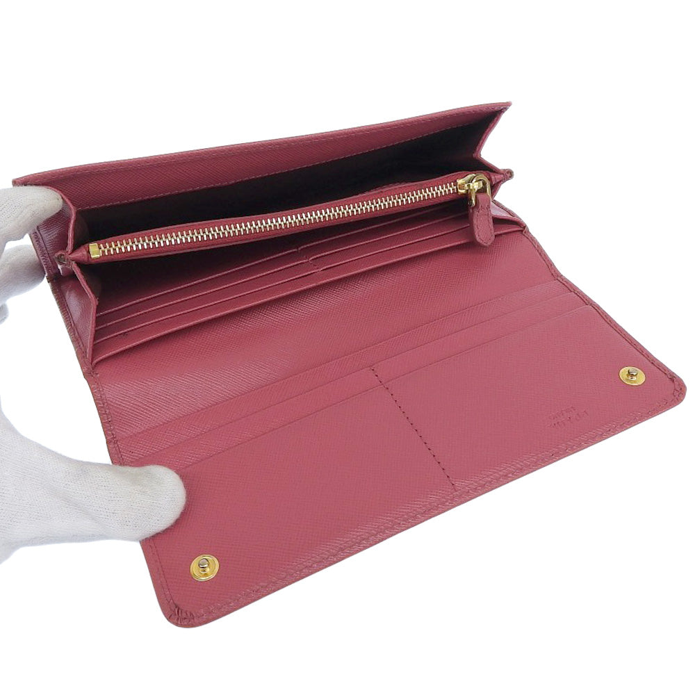 PRADA Long Wallet Purse 1M1132 Safiano pink ribbon Women