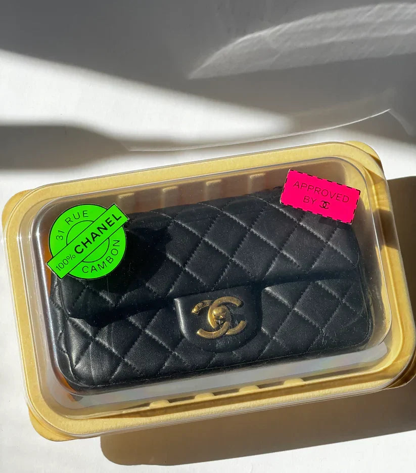 Chanel 2014 Black Lambskin Minaudière Meat Package Flap Bag