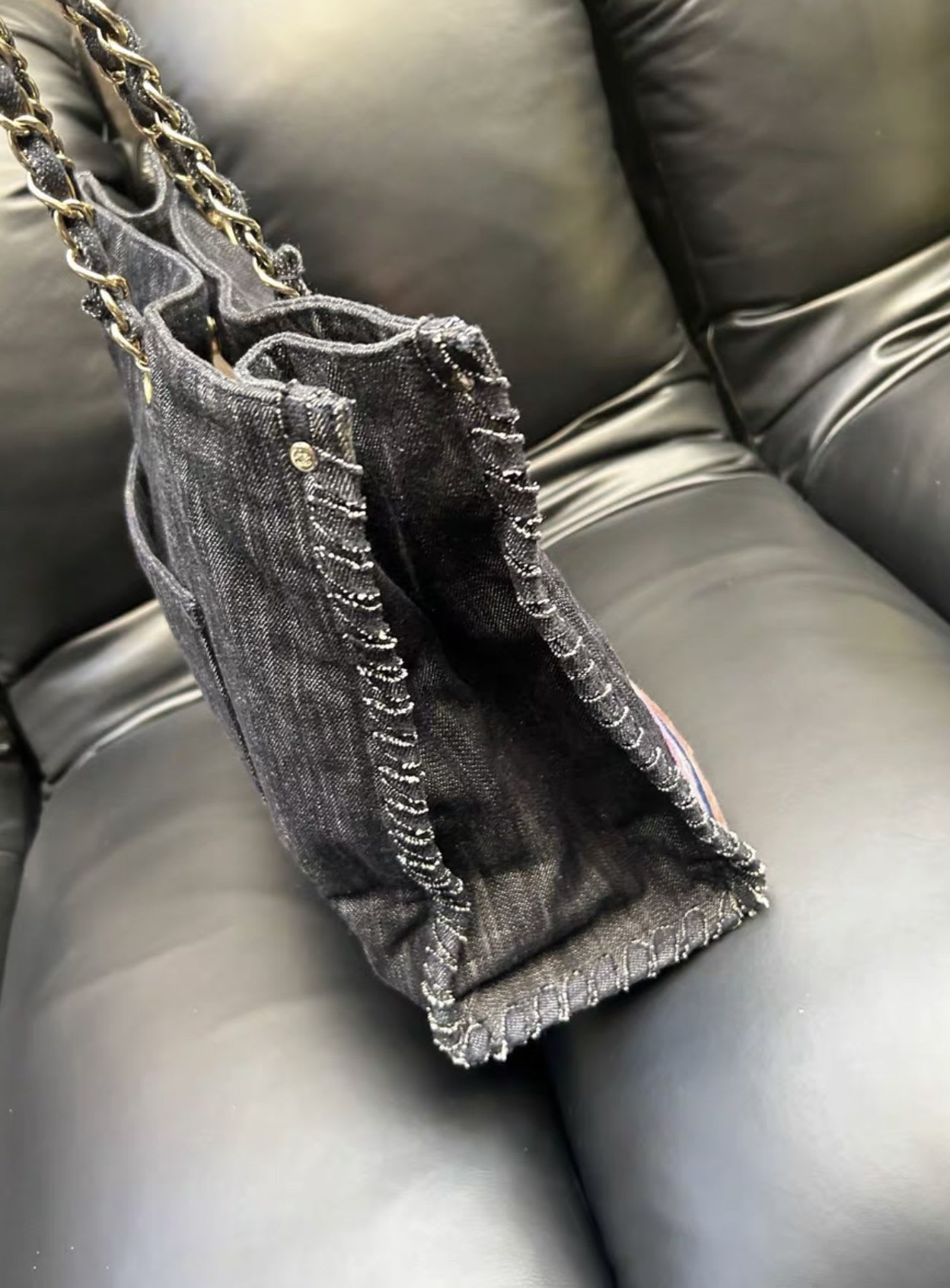 Chanel 20052006 Coco plane denim tote bag