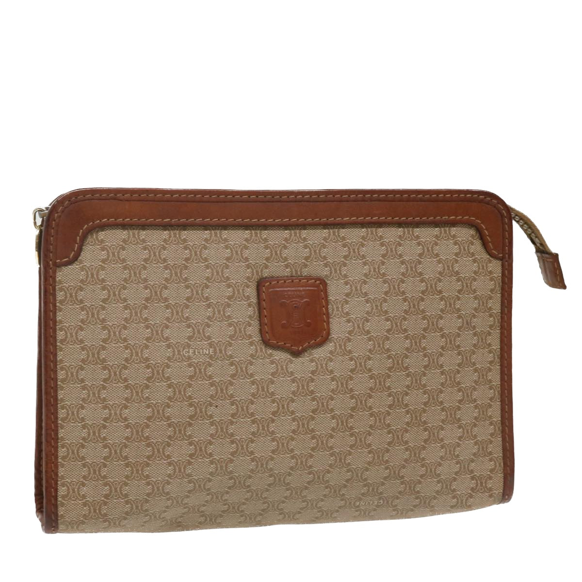 Luxury CELINE Macadam Canvas Clutch Bag PVC Leather Beige  im411