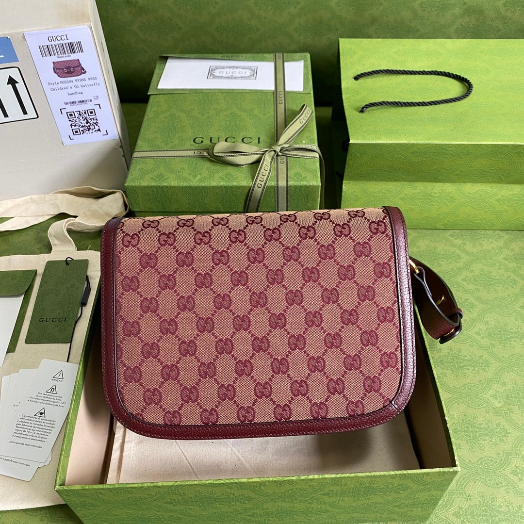 Gucci Horsebit Leather Canvas Shoulder Bag Style 6