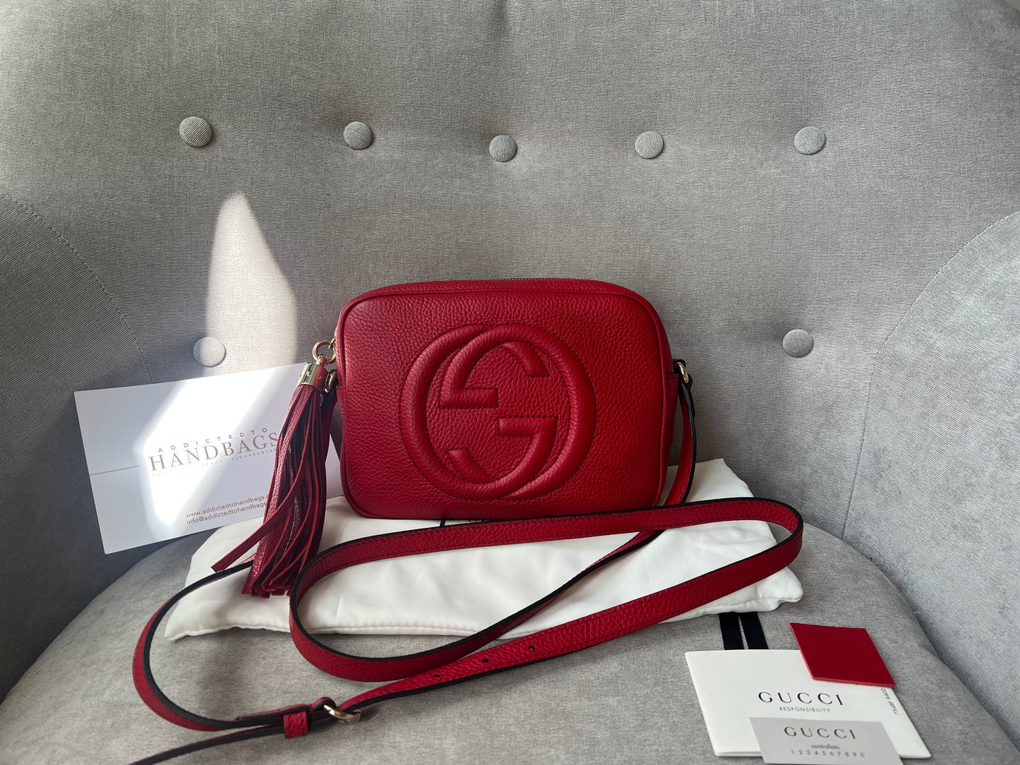 Gucci Soho Red Leather Shoulder Bag Style 9