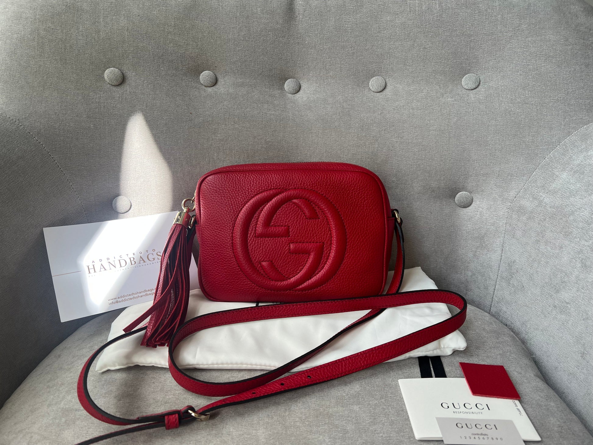 Gucci Soho Red Leather Shoulder Bag Style 9