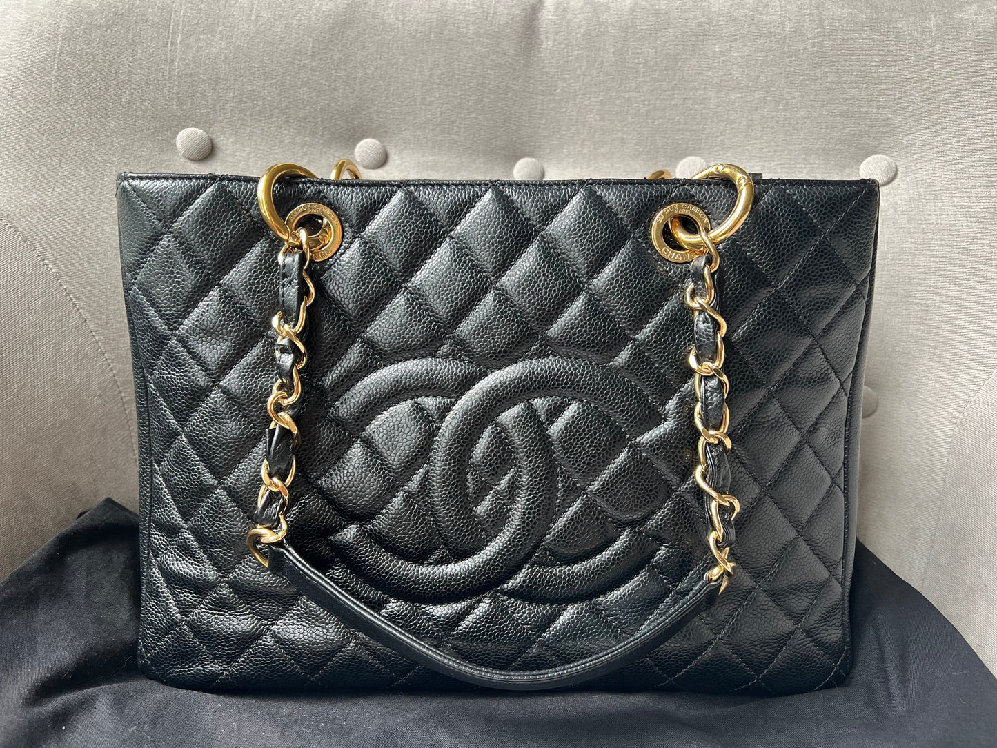 Chanel Black Caviar Grand Shopper Tote Gold Hardware
