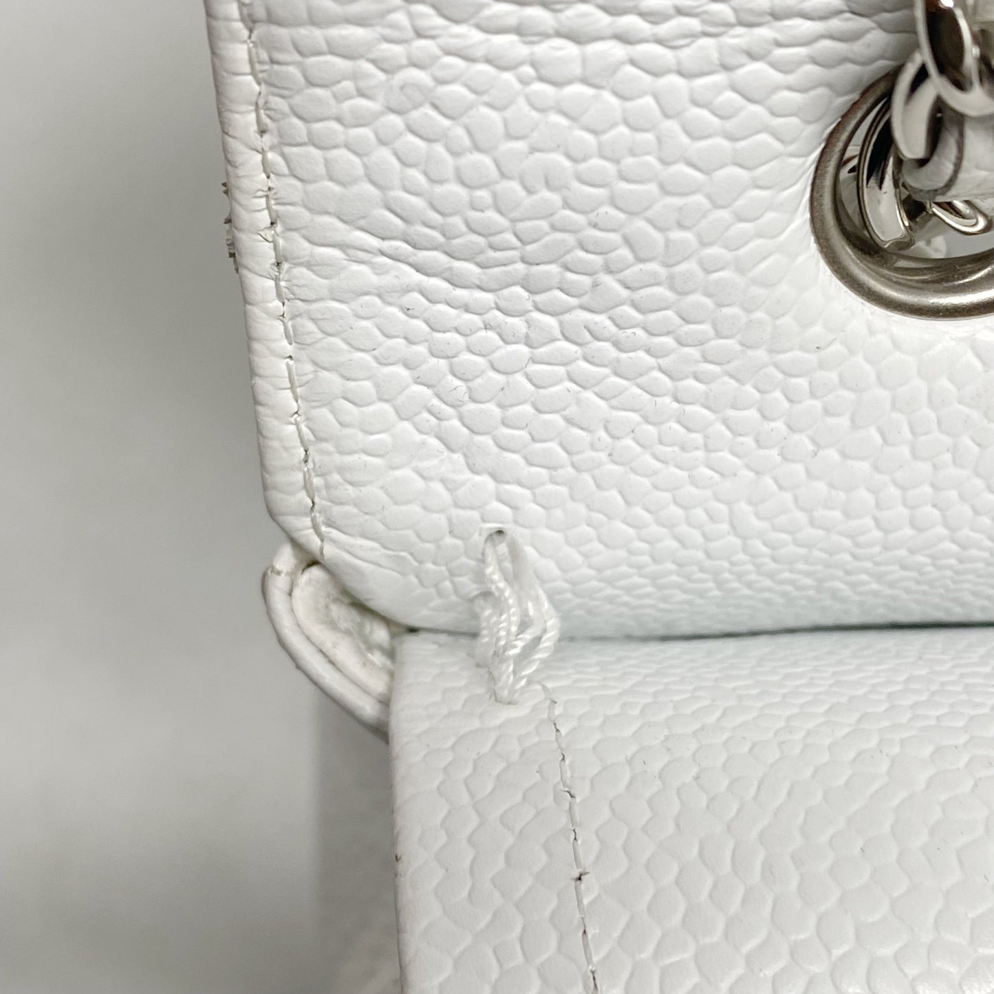 CHANEL MEDIUM CLASSIC DOUBLE FLAP BAG CAVIAR WHITE