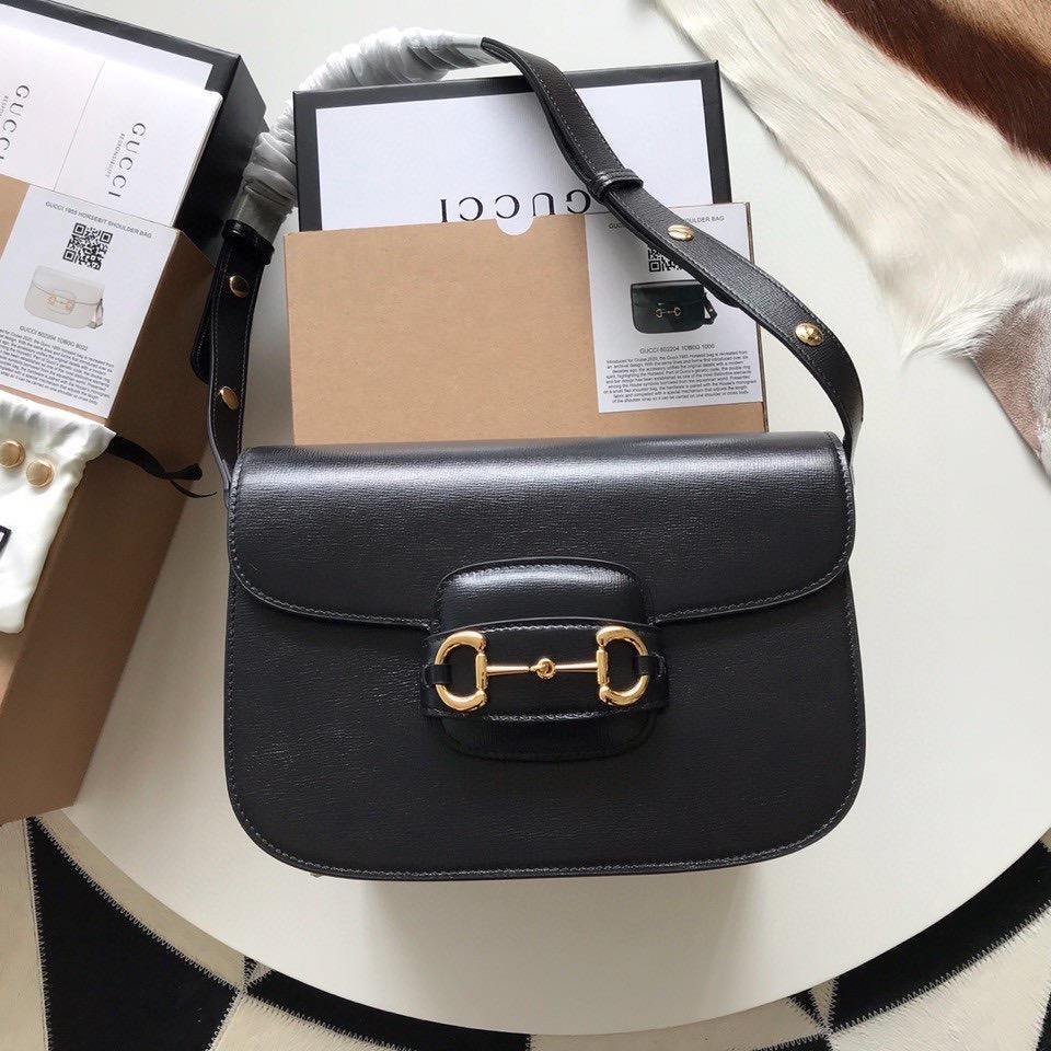 Gucci Horsebit Leather Nylon Shoulder Bag Style 10