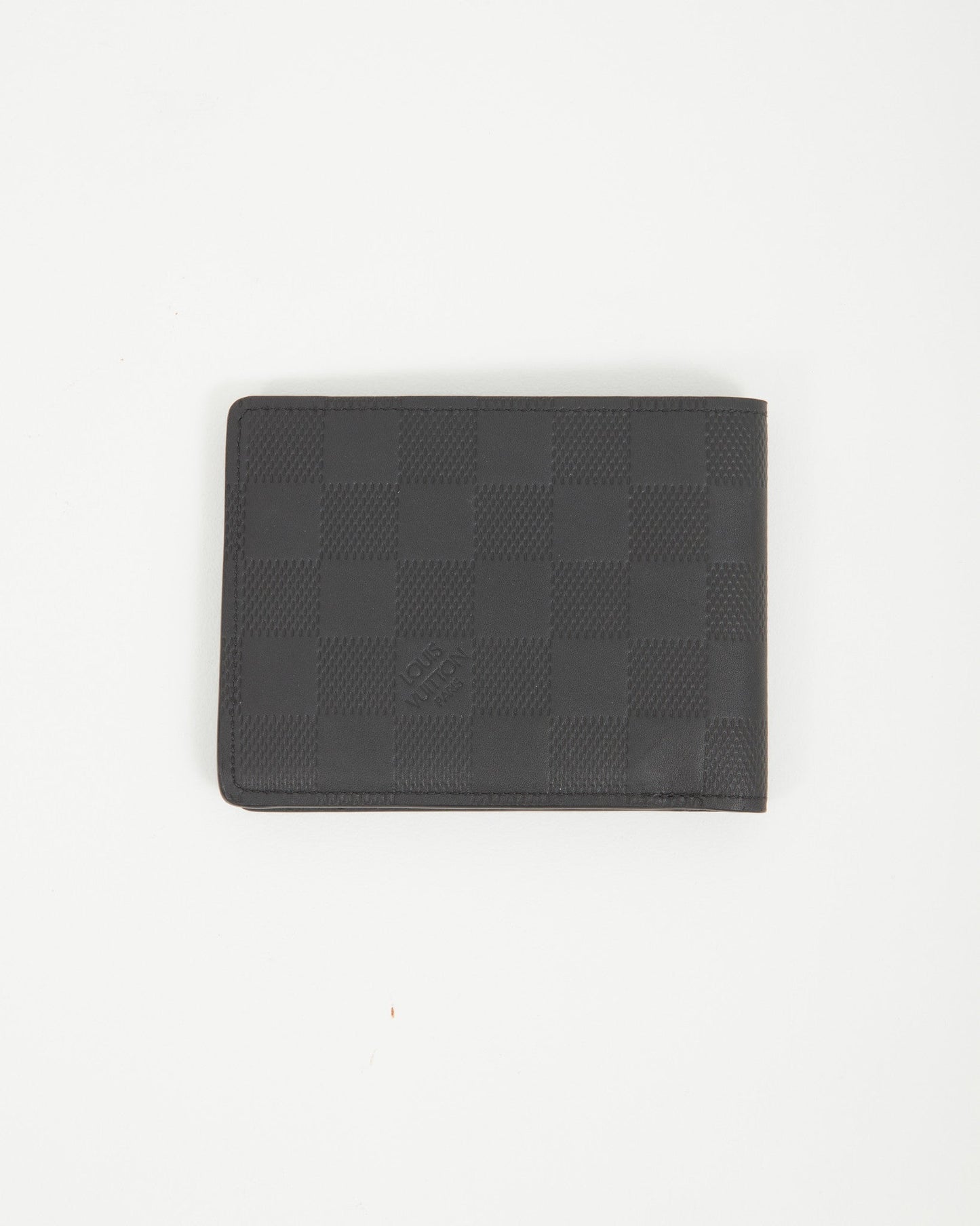 Louis Vuitton Black Leather Damier Bi Fold Wallet