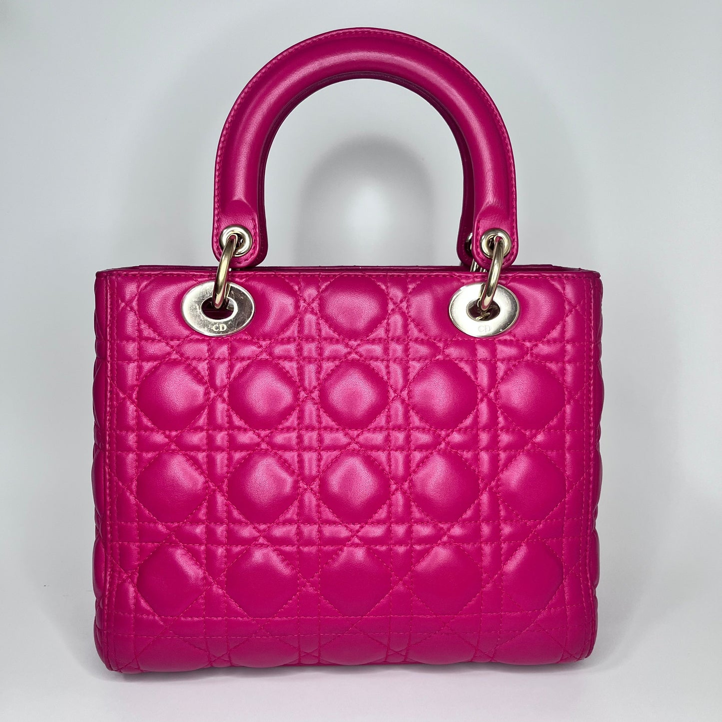 Lady Dior Medium Bag Fuchsia Cannage Leather