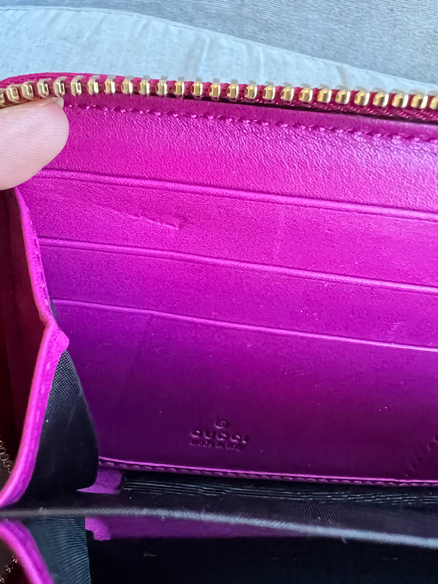 Gucci Pink Patent Guccissima Print Wallet