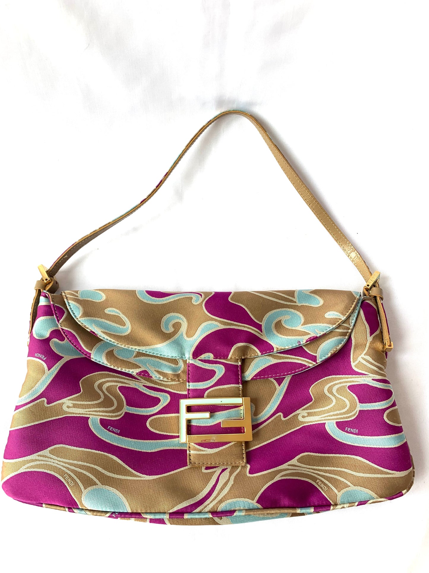 FENDI Baguette Multicolor Silk with Psychedelic prints