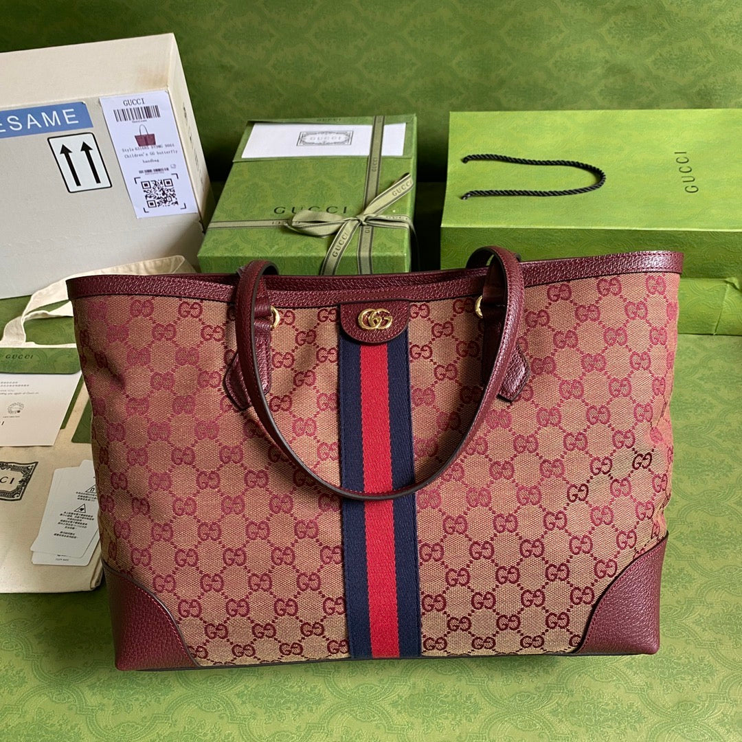 Gucci Ophidia Leather Canvas Tote Style 2