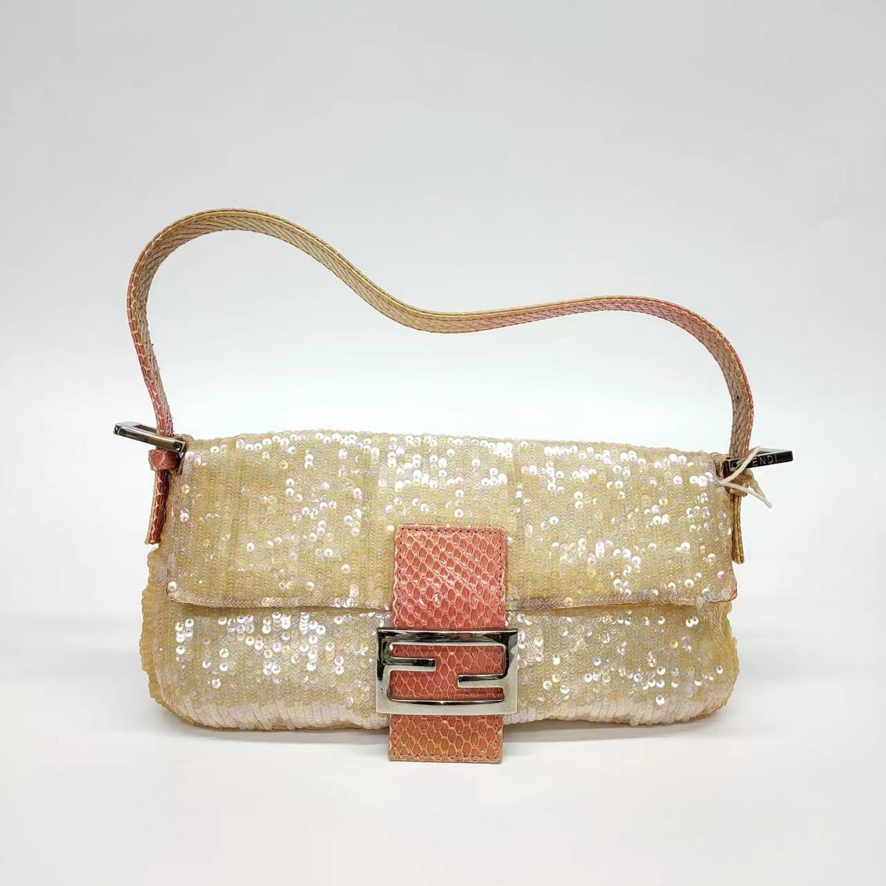 Fendi Baguette Little Mermaid Glitter Pink circle sequins