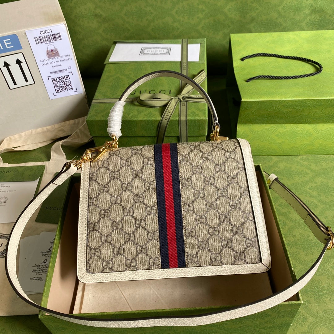 Gucci Ophidia Leather Canvas Shoulder Bag Style 4
