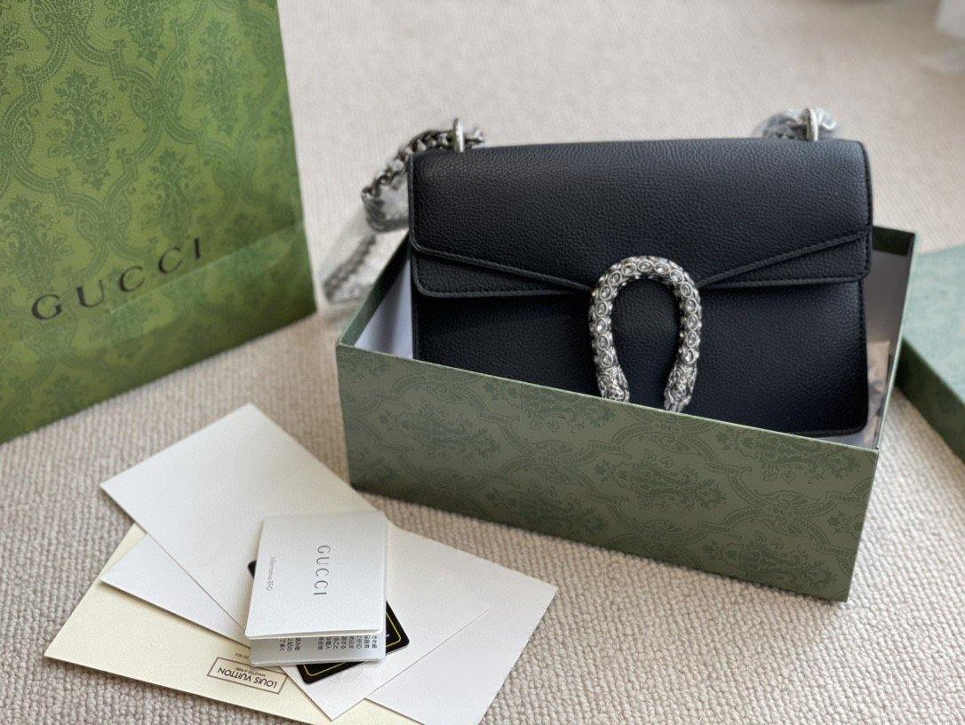 Gucci Black Leather Chain Shoulder Bag