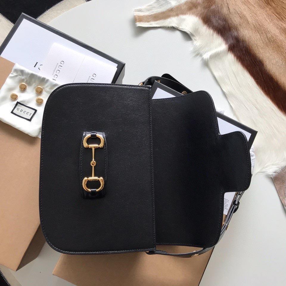 Gucci Horsebit Leather Nylon Shoulder Bag Style 10
