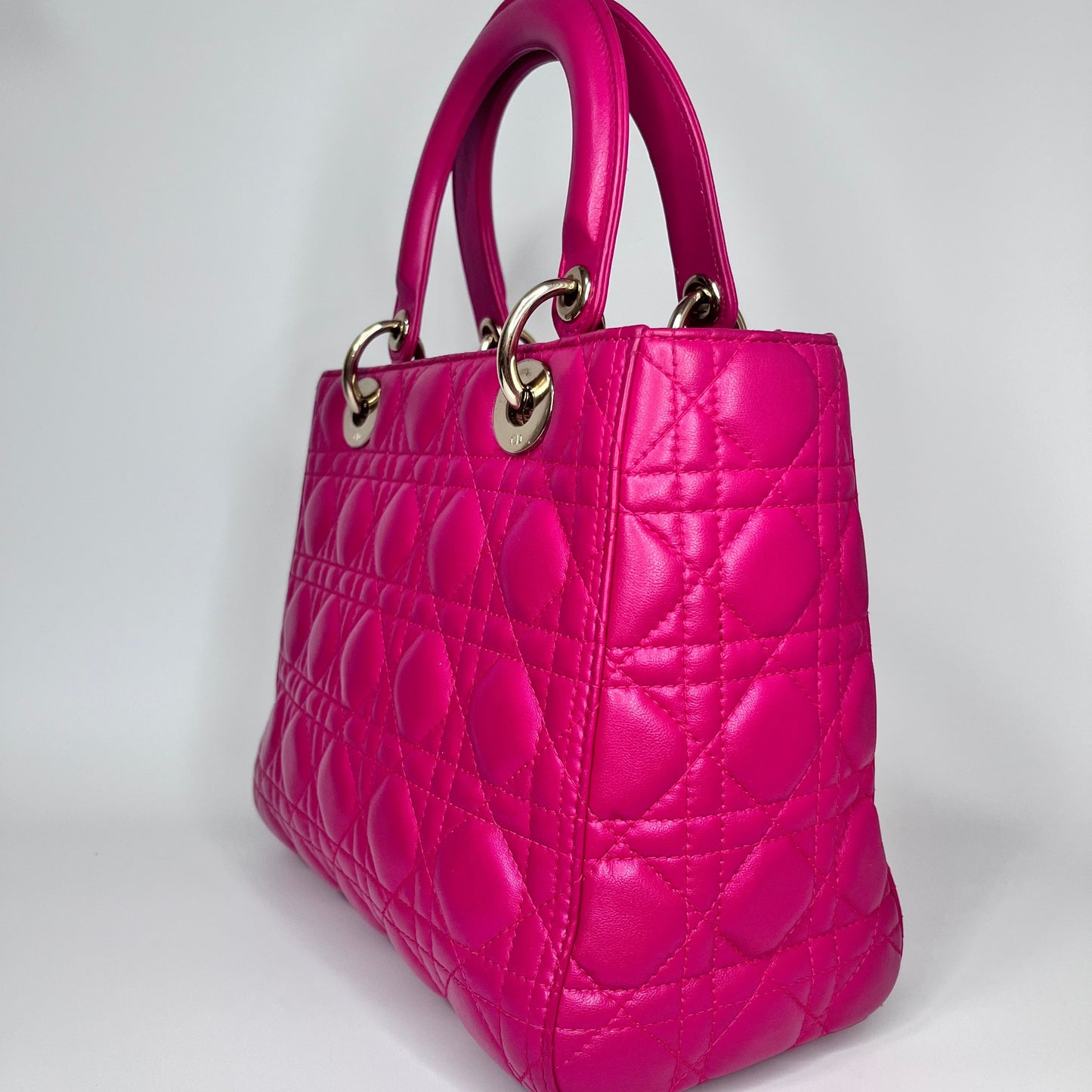 Lady Dior Medium Bag Fuchsia Cannage Leather