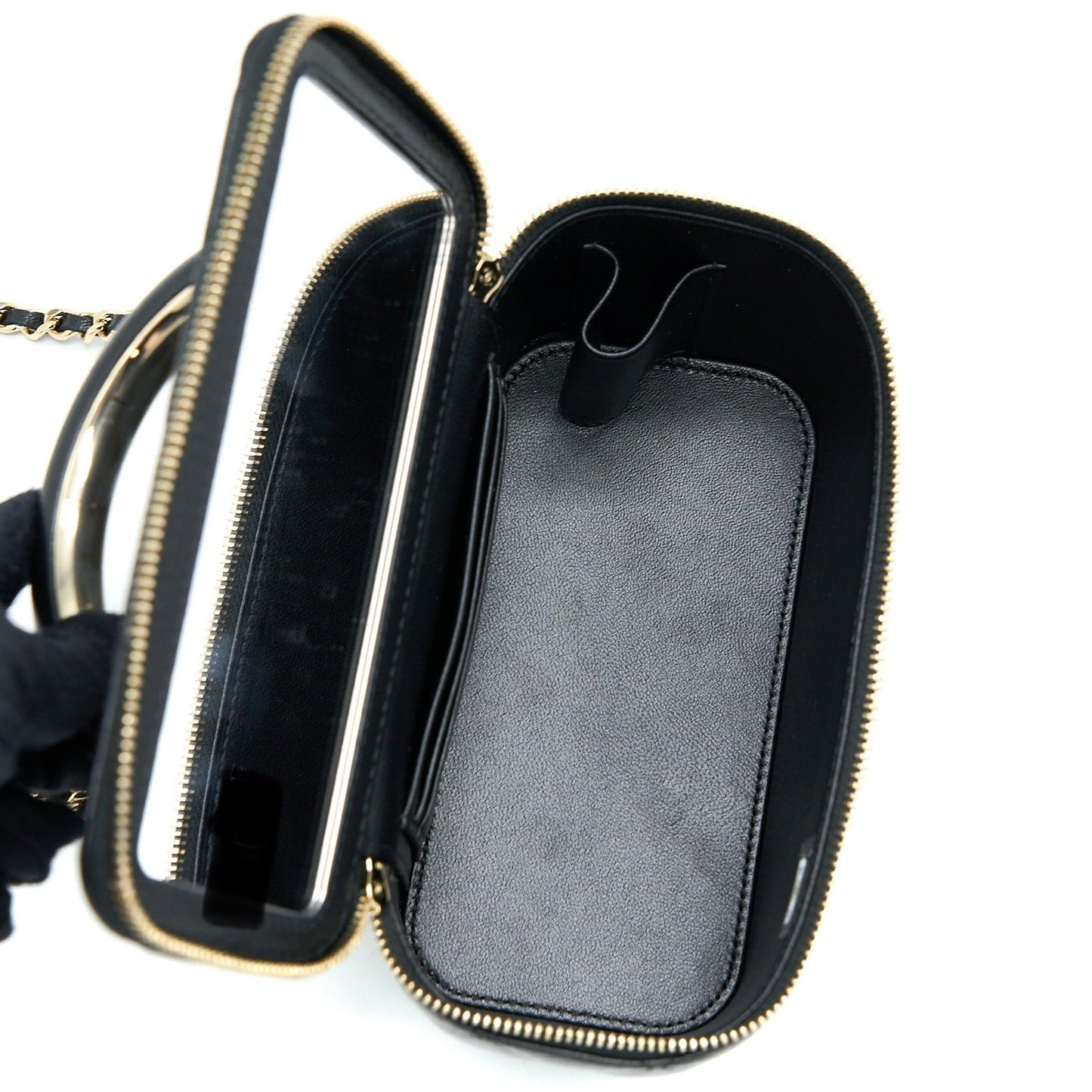Chanel 22A Top Handle Long Vanity Case Lambskin Black L