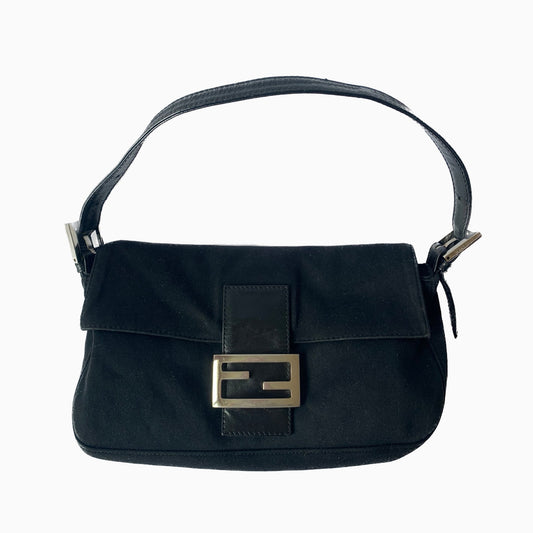FENDI Baguette Black Cloth Good Condition
