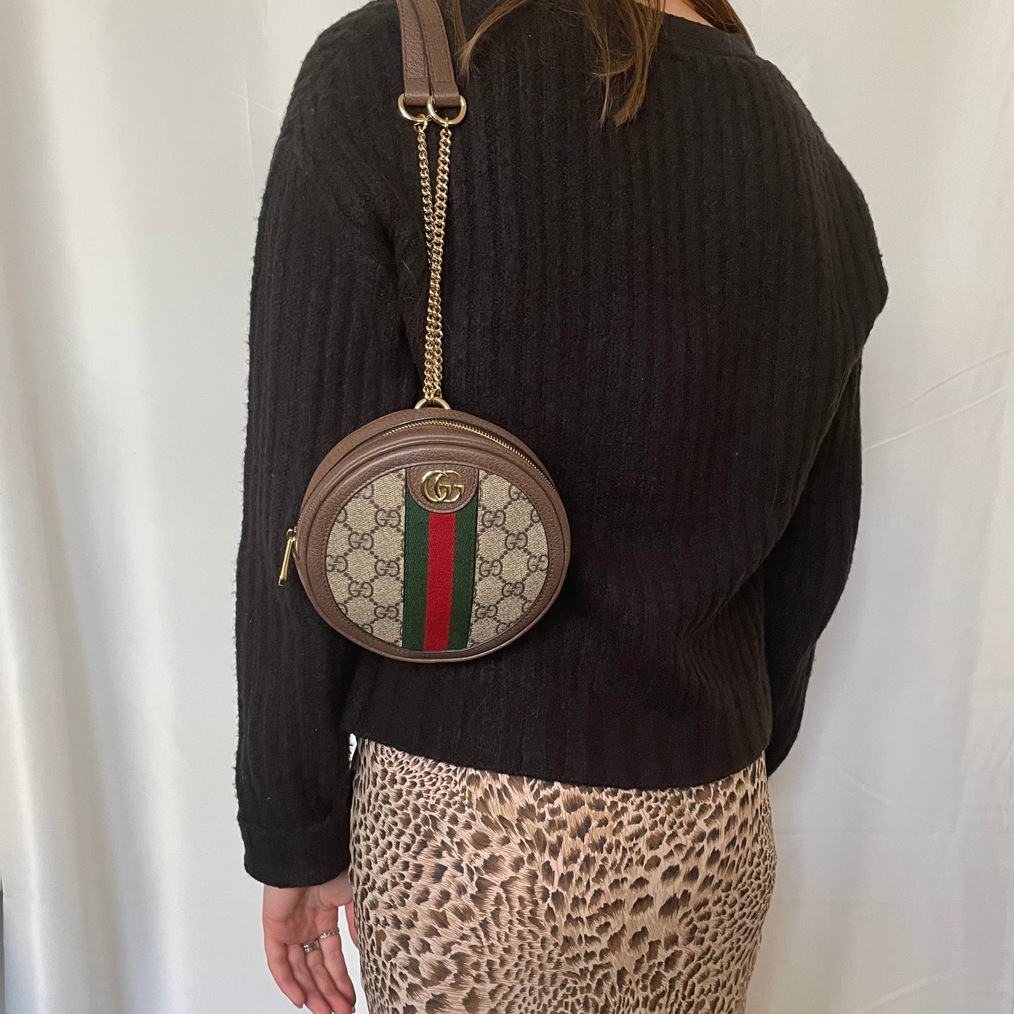 Gucci Ophidia Leather Chain Backpack