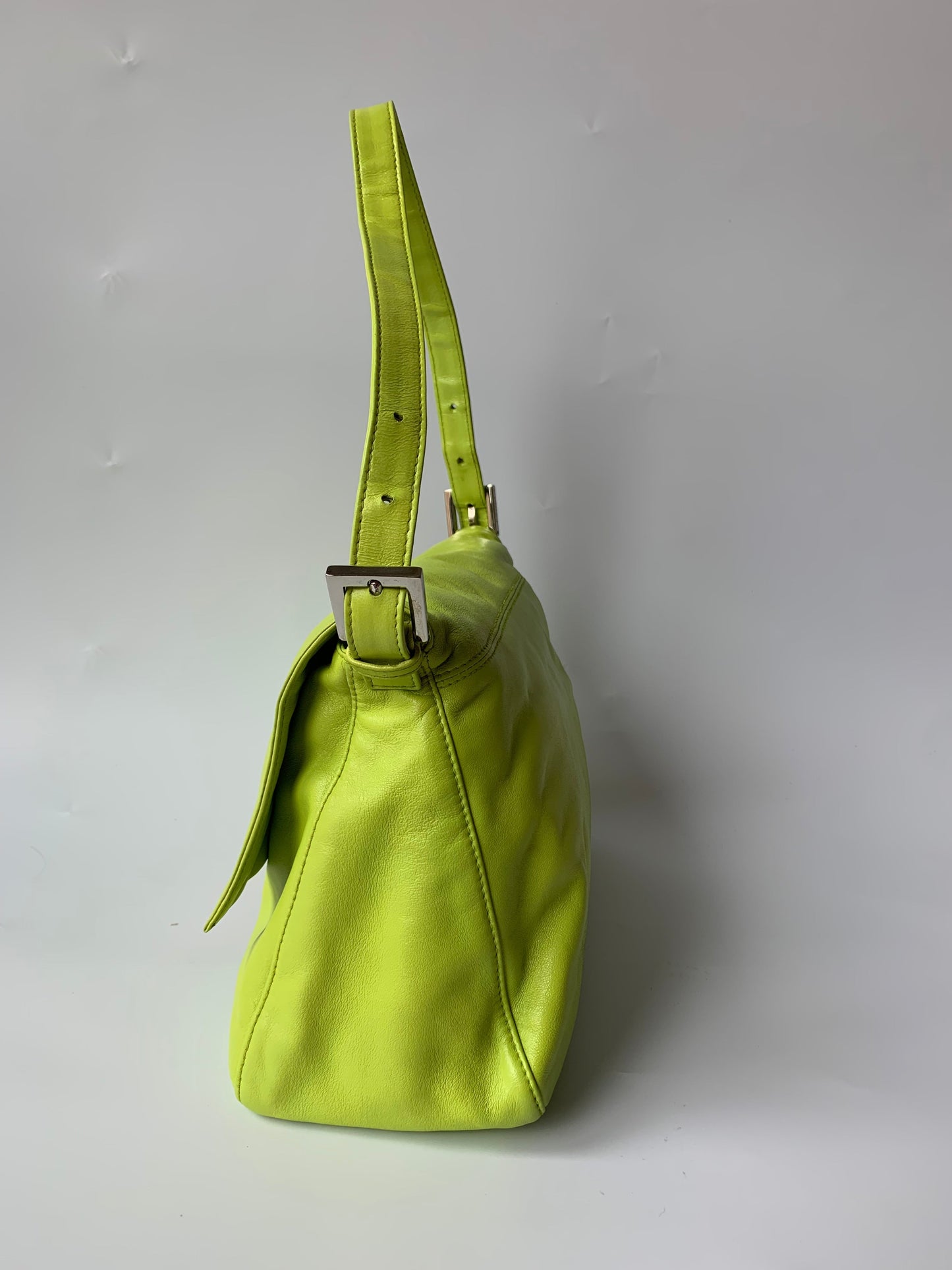 Fendi Mamma Baguette Lime green lambskin leather